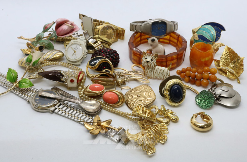 Posten versch. Modeschmuck und Uhren: