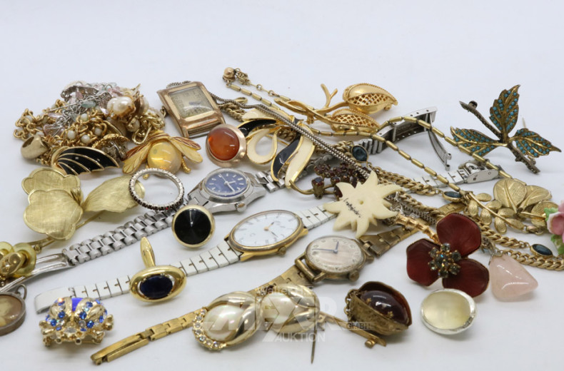 Posten versch. Modeschmuck und Uhren: