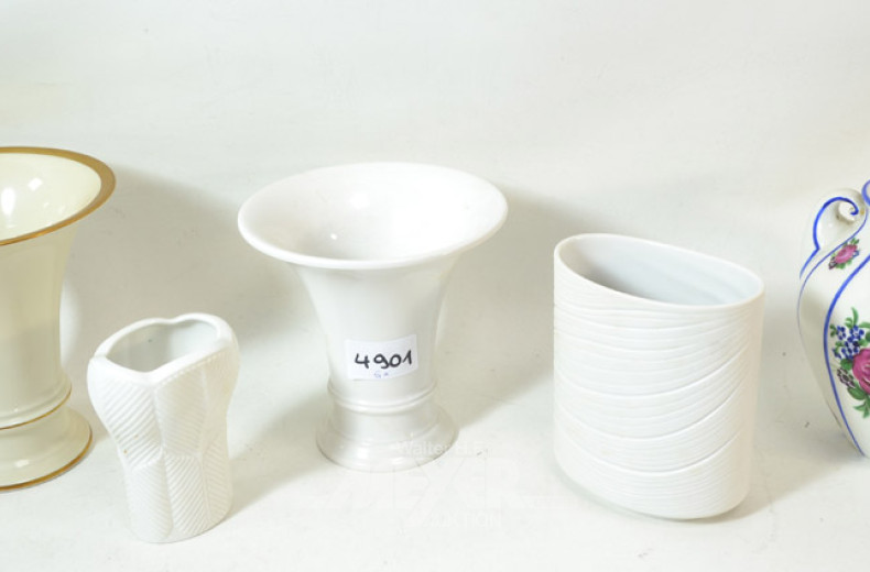 5 versch. Porz.-Vasen: u.a. KPM,