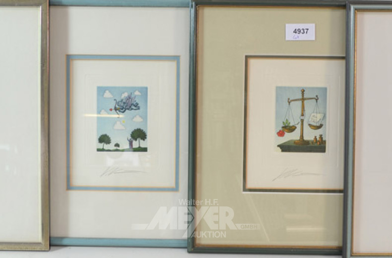 4 Radierungen ''Alegorie auf die Liebe''