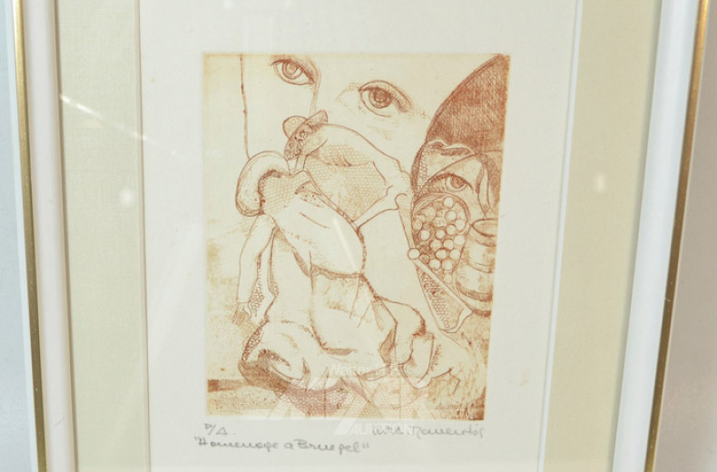 Radierung ''Hommage a Bruegel''