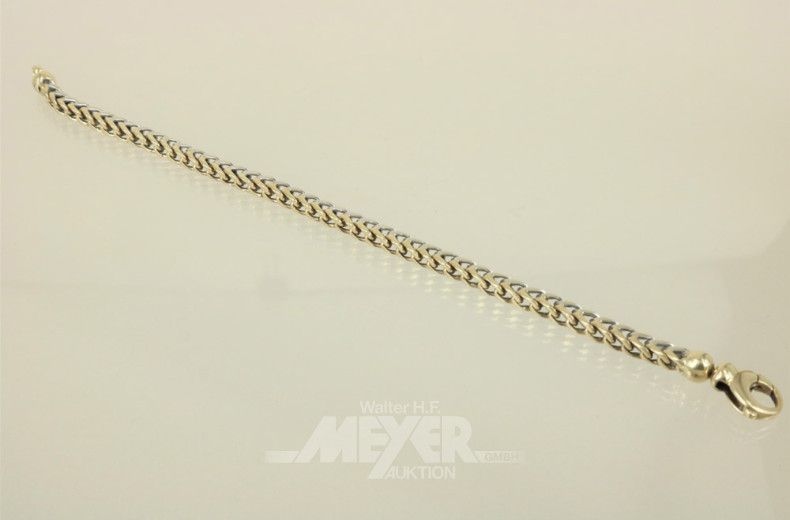 Zopfmuster-Armband, 585er GG, ca. 19 g.,