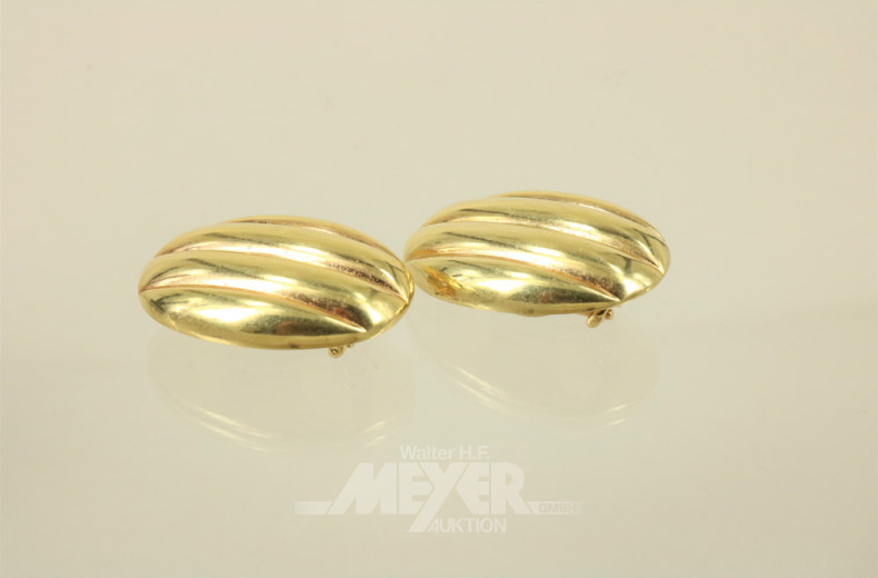 Paar Ohrclips, 750erGG, ca. 7,5 g.