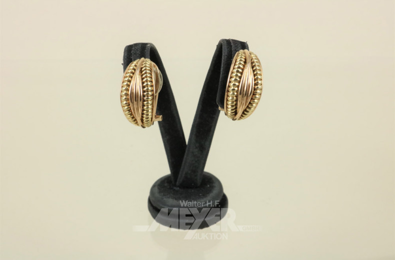 Paar Ohrclips, 585er GG, ca. 10 g.