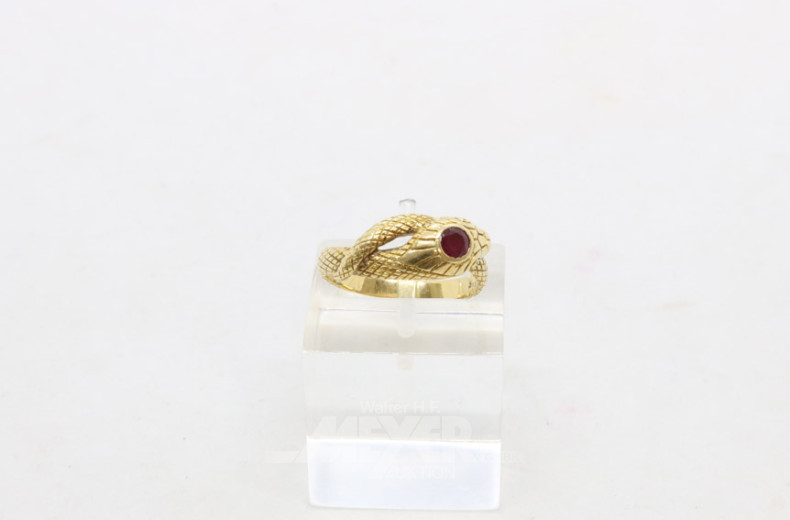 Schlangenring in 585er GG, ca. 5,2 g.