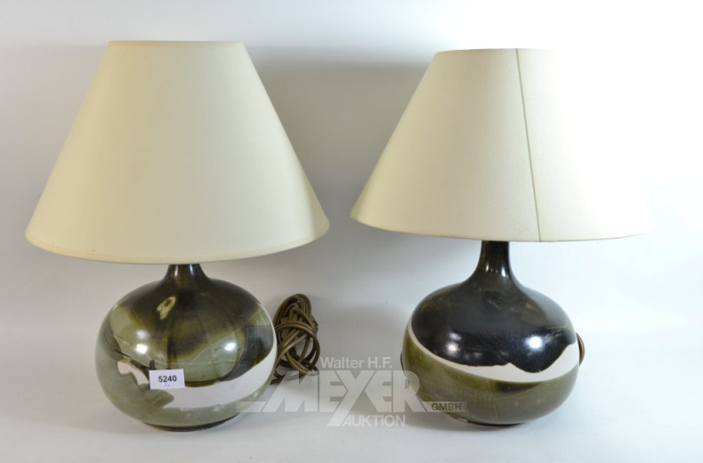 Paar Tischlampen, Keramikfuß, bemalt,