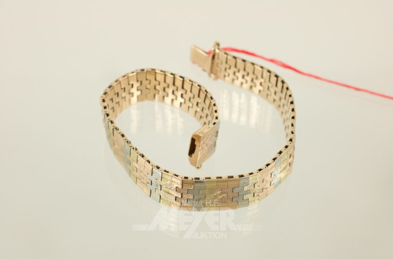 Armband, 750er GG/WG/RG, ca. 36 g.