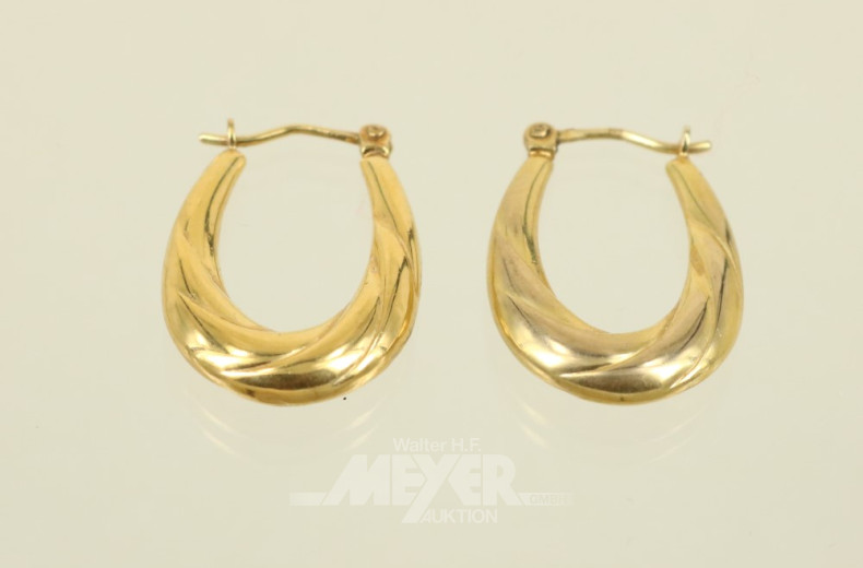 Paar Creolen, 333er, hohl gearbeitet