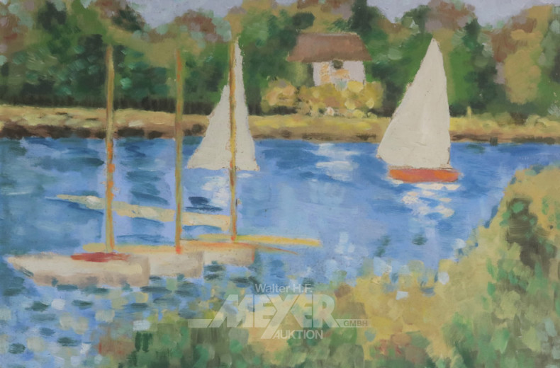 Gemälde ''Segelboote'', unsigniert