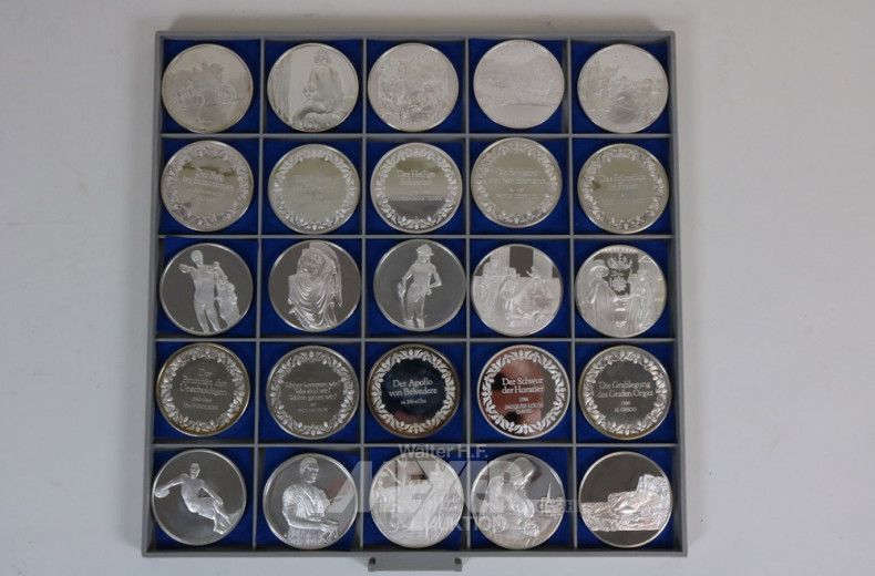 25 Silbermedaillien mit Ereignisprägungen,