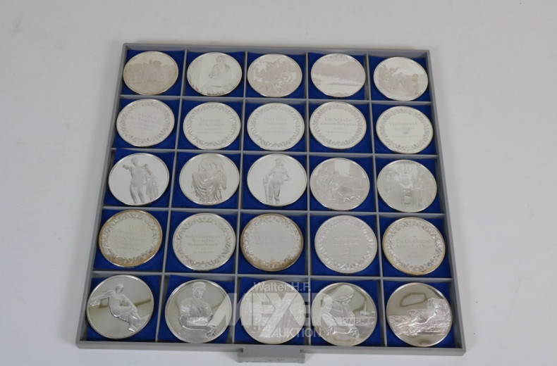 25 Silbermedaillien mit Ereignisprägungen,