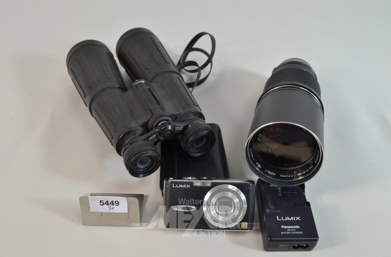 3 Teile  Optik: Fernglas, Objektiv,