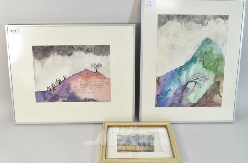3 Landschaftsbilder, tlw. r.u. bez. AW 84