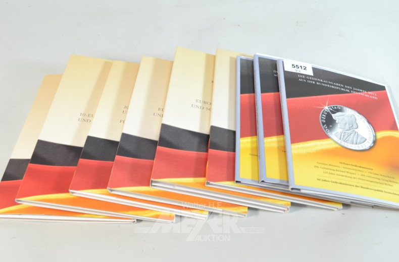 9 Sammelmappen ''Gedenkmünzen und