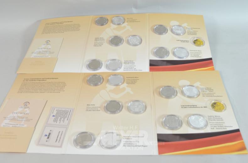 9 Sammelmappen ''Gedenkmünzen und