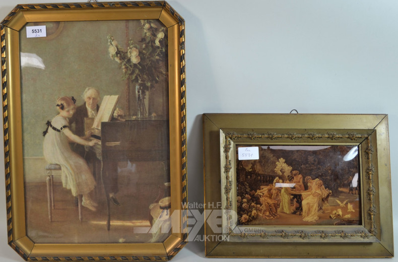 2 Bilder ''Musikstunde und Reigen''