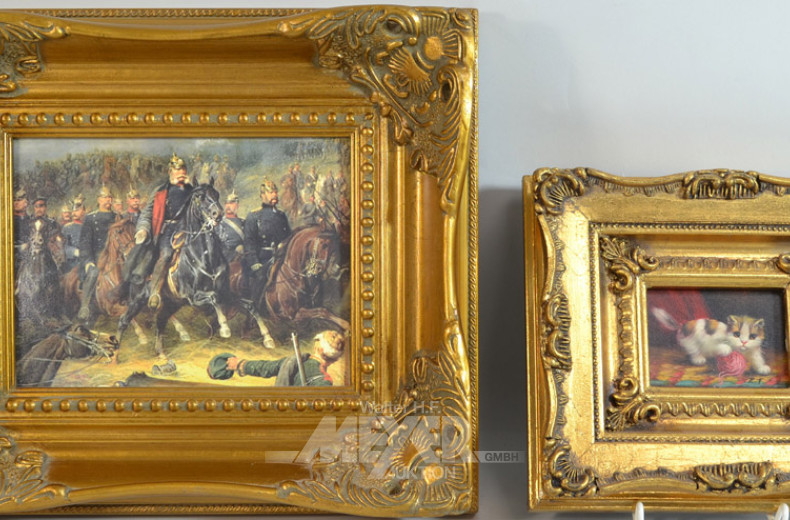 2 Bilder ''Schlachtfeld und Katzen''