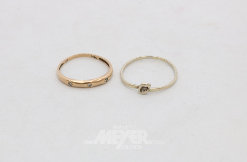 2 dünne Vorsteckringe, 585er GG