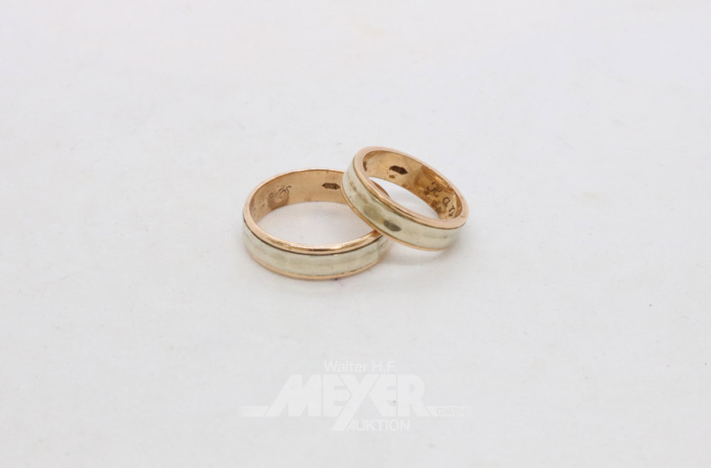 Paar Trauringe, 585er GG/WG, ca. 11 g.