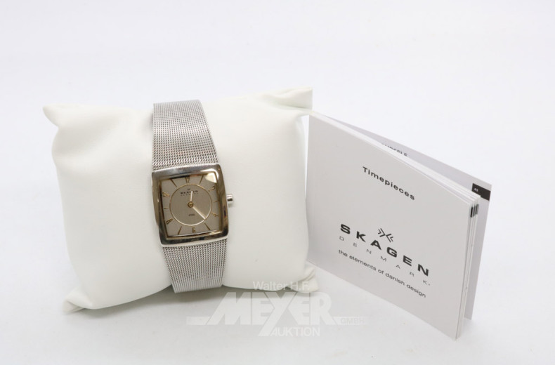 2 versch. Armbanduhren, SKAGEN, Stahlband,