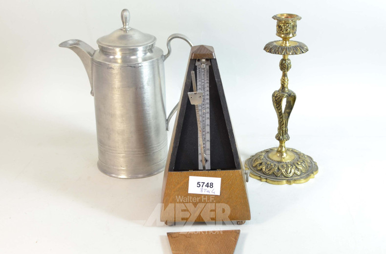 3 Teile Hausrat: Zinnkanne,