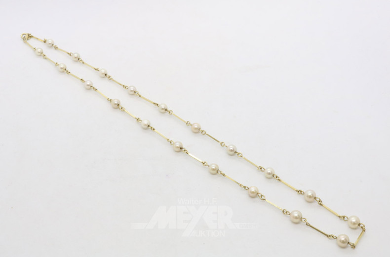 Kette, 585er GG, mit Perlen