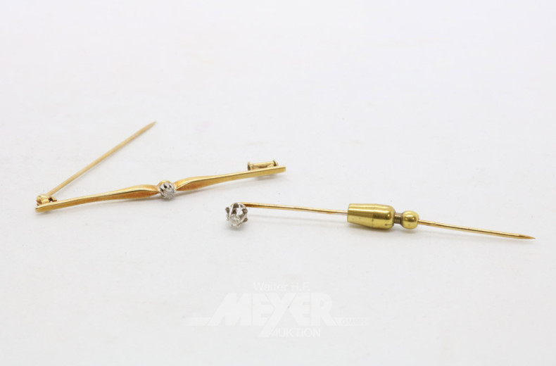 2 Nadeln, 585er GG (1x Säuretest)