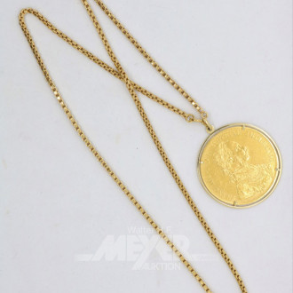 Halskette, 750er GG, mit 1 Münzanhänger