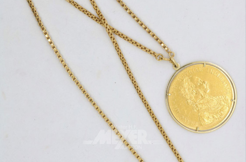 Halskette, 750er GG, mit 1 Münzanhänger