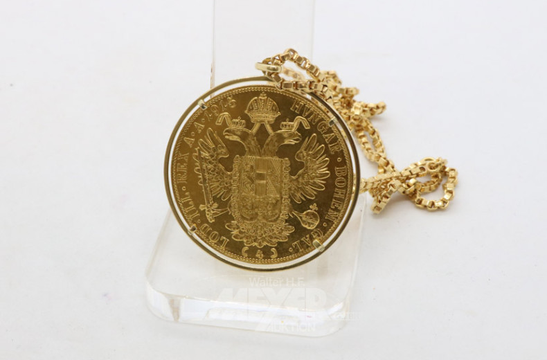 Halskette, 750er GG, mit 1 Münzanhänger