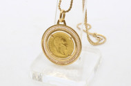 Halskette, 585er GG, mit 1 Münzanhänger,