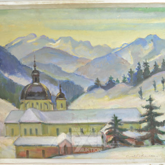 Gemälde, ''Bergkloster im Winter''