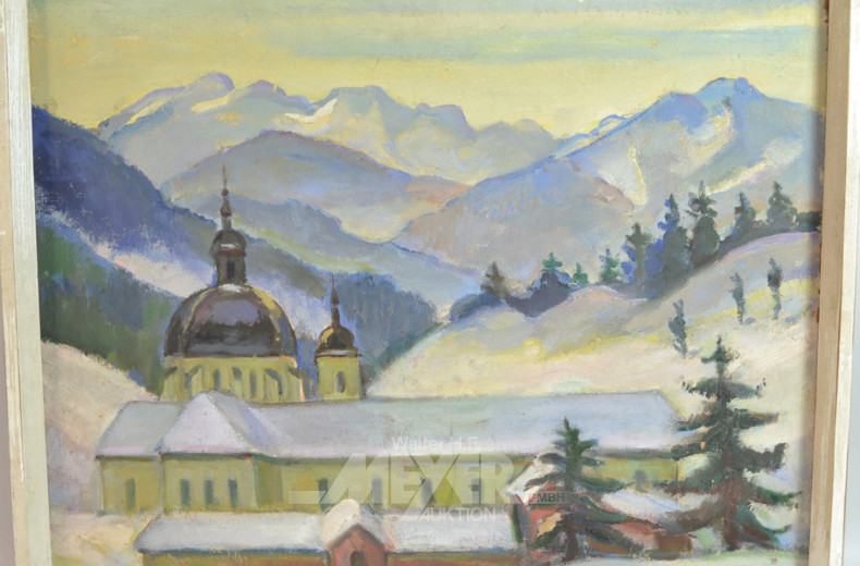 Gemälde, ''Bergkloster im Winter''