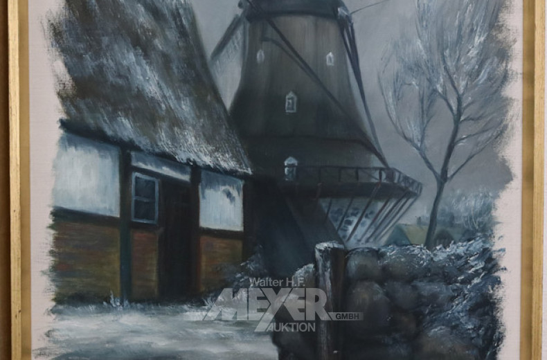 Gemälde, ''Mühle im Winter'',
