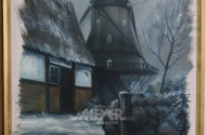 Gemälde, ''Mühle im Winter'',