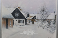 Gemälde, ''Dorfstraße im Winter'',