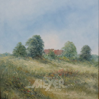 Gemälde, ''Landschaft mit Hütten'',