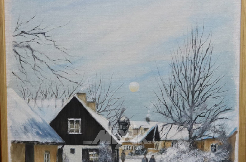 Gemälde, ''Dorfstarße im Winter'',