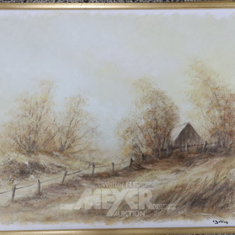 Gemälde ''herbstl. Landschaft mit Hütte''