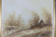 Gemälde ''herbstl. Landschaft mit Hütte''