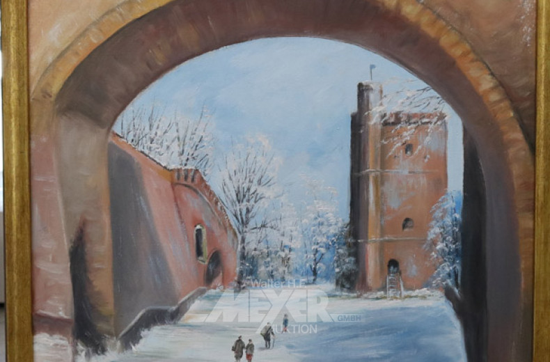 Gemälde, ''Stadtor im Winter''
