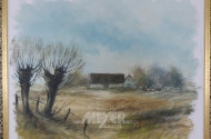 Gemälde, ''Landschaft mit Bauernhof''