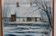 Gemälde ''winterl.Hofansicht mit Enten''