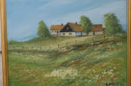Gemälde ''Landschaft mit Gehöft'',