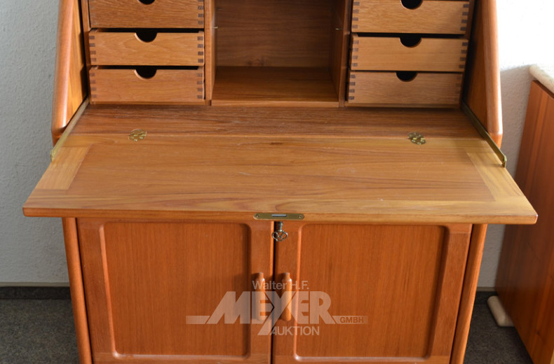 Sekretär, Teakholz, 2 Türen, 7 Schübe