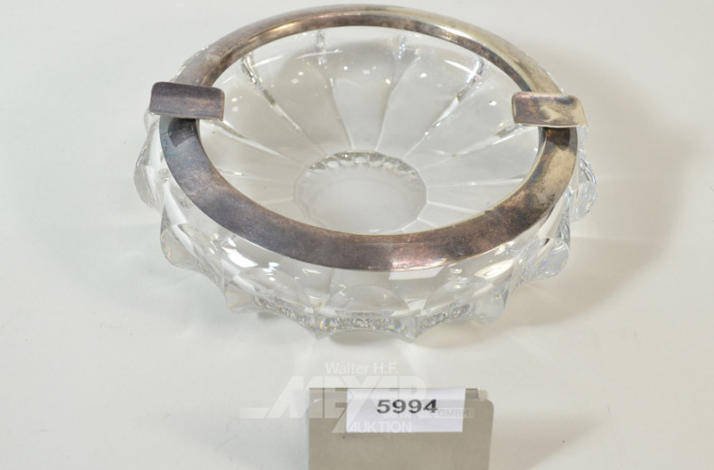 kl. Kristall-Aschenbecher mit 925er