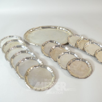 ovales Gläser-Serviertablett, Silber