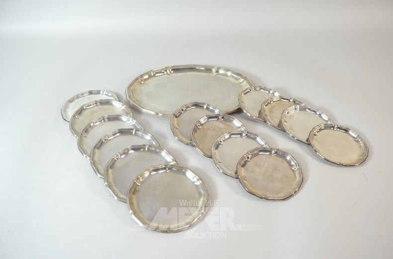ovales Gläser-Serviertablett, Silber