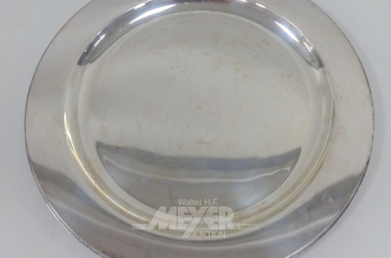 Teller, 925er Silber, rücks. mit Widmung