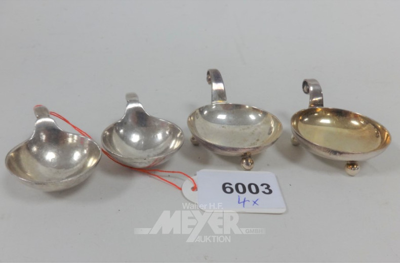 2 Paar kl. Probierlöffel, Silber